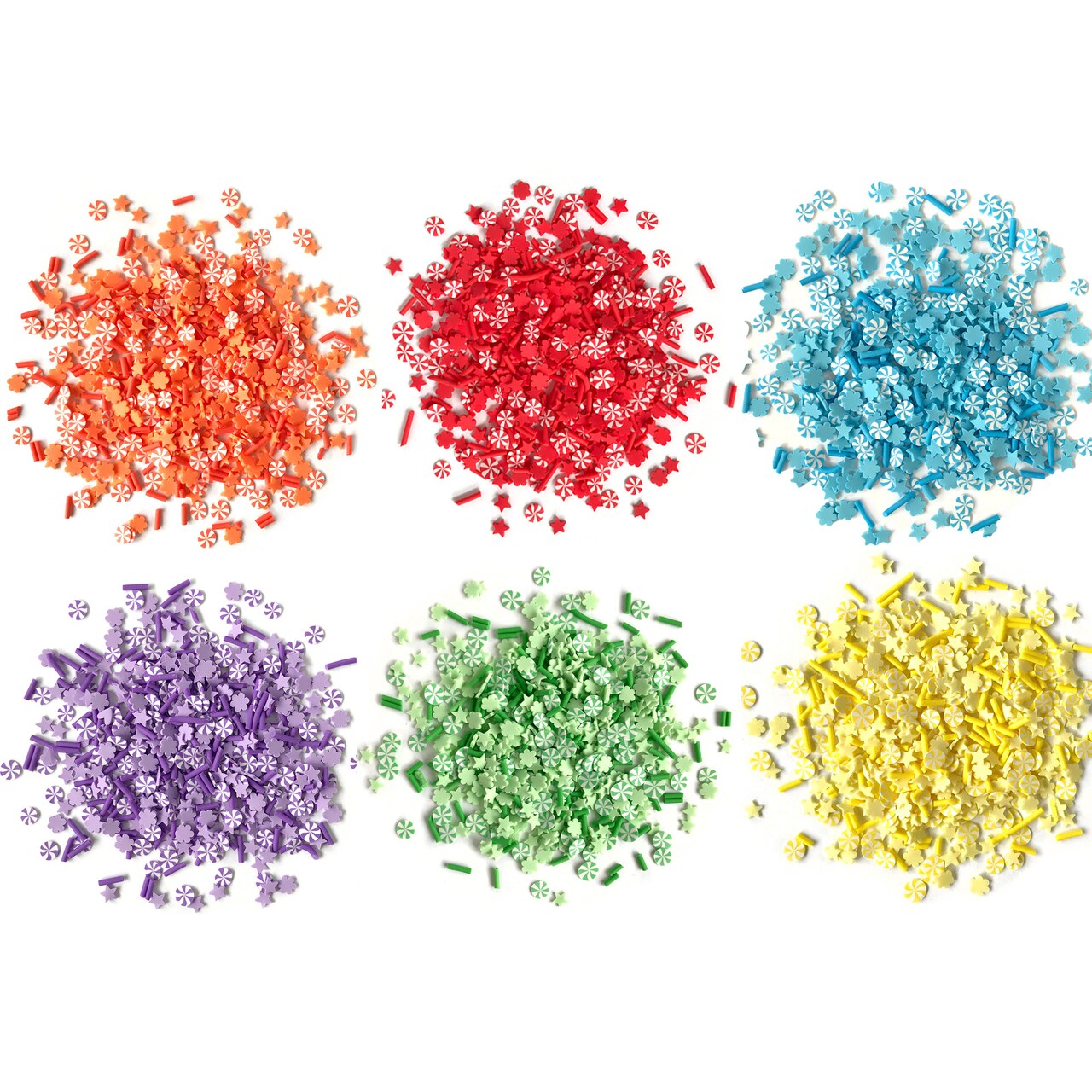 Sprinkletz Rainbow Embellishments – 1,800 Tiny Polymer Clay Pieces for Crafts, Scrapbooking & Shaker Cards – Stars, Flowers & Pinwheels